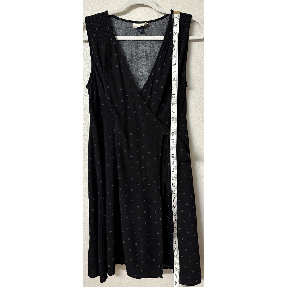 Universal Thread Wrap Dress Black with Blue Diamond Pattern Size Lrg - Picture 10 of 13